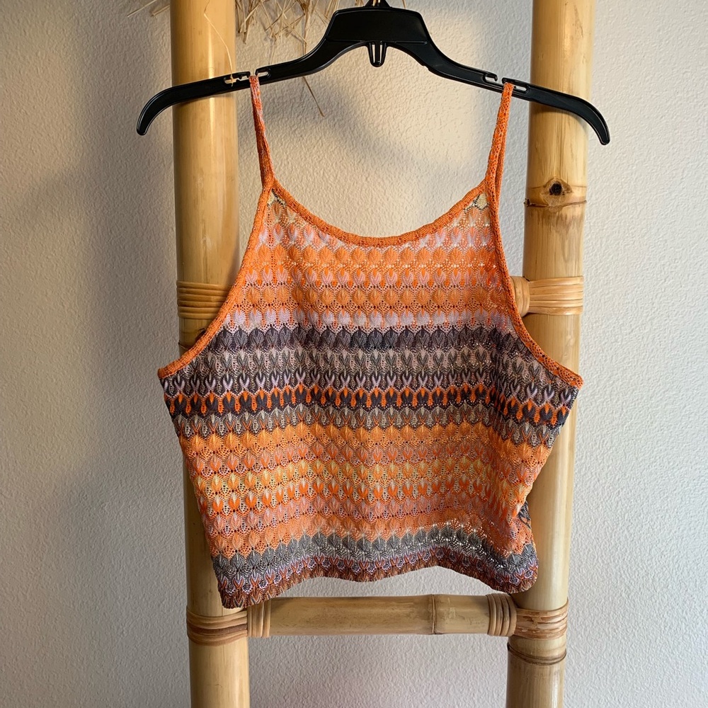 Top shop crochet tank top multi color